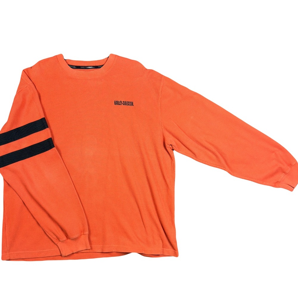 Harley-Davidson Vibrant Orange Crewneck with Black Accents LongSleeve Thermal